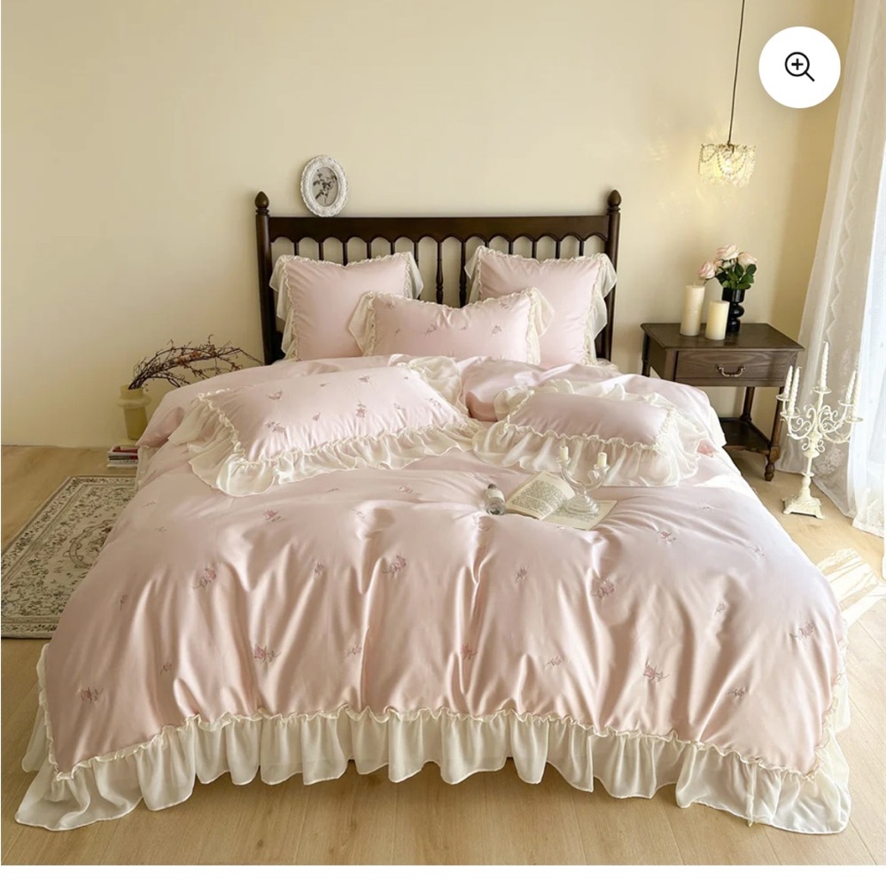 Rosalie Embroidered Cotton Ruffle Bedding Set